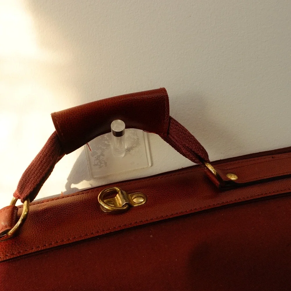 80s VINTAGE Polo Ralph Lauren Garment Bag Canvas Pony Logo Travel Opti Burgundy